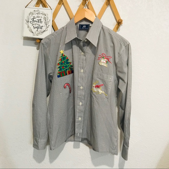 Majestic Christmas Button Down Shirt Sz S - Picture 2 of 8